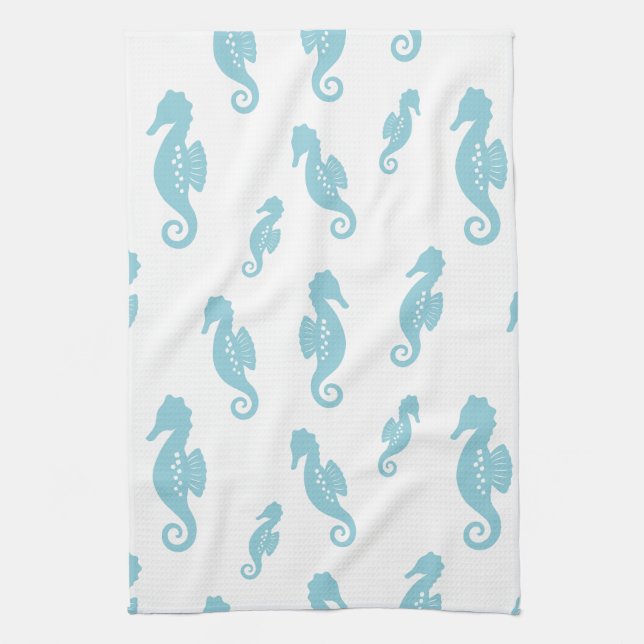 Minimalist Seahorse Ocean Seamless Pattern (1) Kitchen Towel (Vertical)