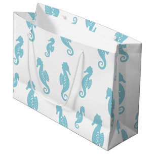 Minimalist Seahorse Ocean Seamless Pattern (1) Large Gift Bag
