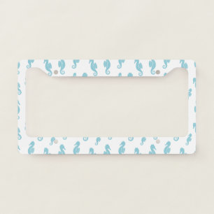 Minimalist Seahorse Ocean Seamless Pattern (1) License Plate Frame