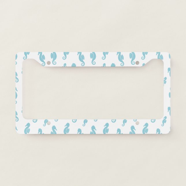 Minimalist Seahorse Ocean Seamless Pattern (1) License Plate Frame (Front)