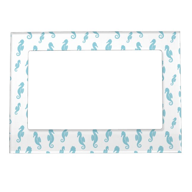 Minimalist Seahorse Ocean Seamless Pattern (1) Magnetic Frame (Front)