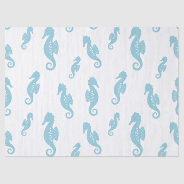 Minimalist Seahorse Ocean Seamless Pattern (1) Tissue Paper (Front)
