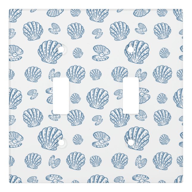 Minimalist Seashell Pearl Nautical Pattern Light Switch Cover (Front)
