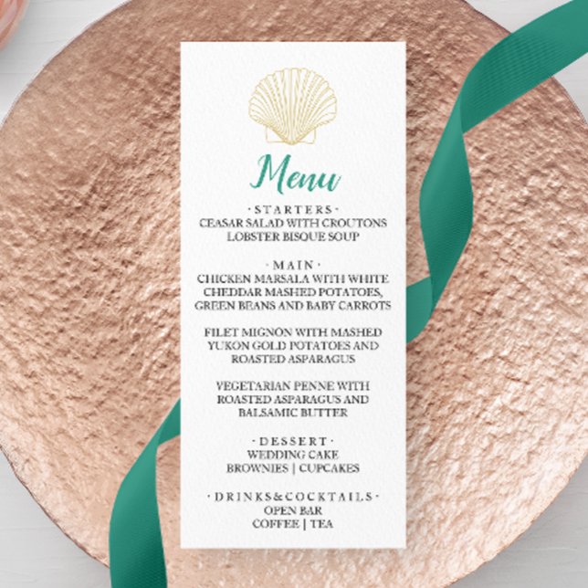 Minimalist Seashell Wedding Dinner Menu  (Creator Uploaded)
