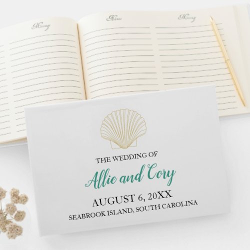 Minimalist Seashell Wedding Guest Book