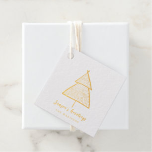 Minimalist Season's Greetings Christmas Tree Foil Favor Tags