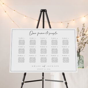 Minimalist Seating Chart Sign 15 Table Wedding