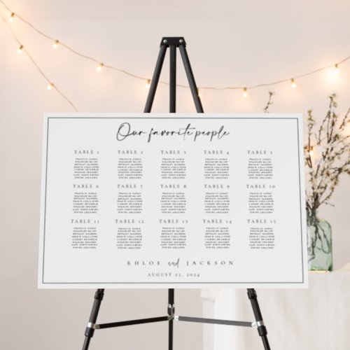 Minimalist Seating Chart Sign 15 Table Wedding