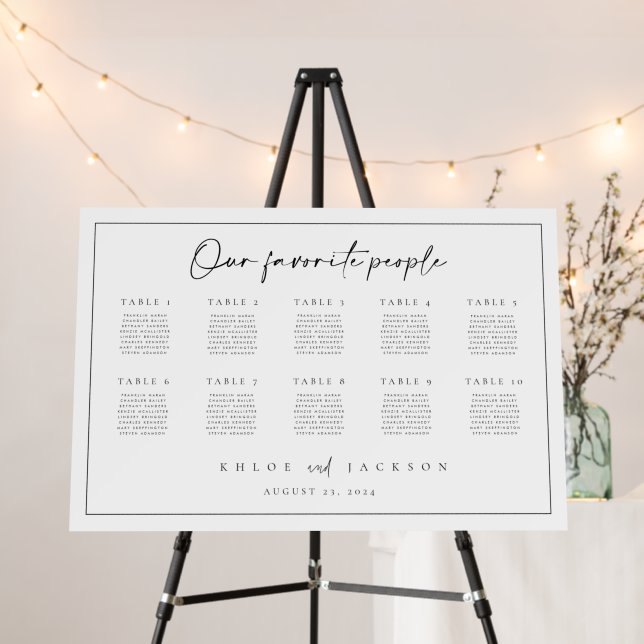 Minimalist Seating Chart Sign Chart Wedding (In Situ (Stand))