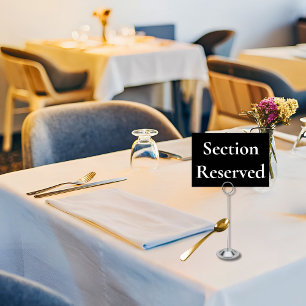 Minimalist Section Reserved Black Table Card