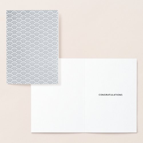 Minimalist Seigaiha Wave Pattern Congratulations Foil Card