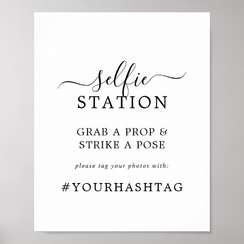 Minimalist Selfie Station Wedding Hashtag Sign