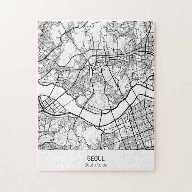 Minimalist Seoul South Korea Jigsaw Puzzle (Vertical)