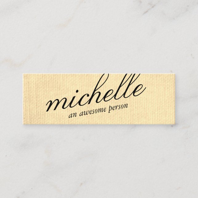 Minimalist Sepia Texture with Cursive Text Mini Business Card (Front)