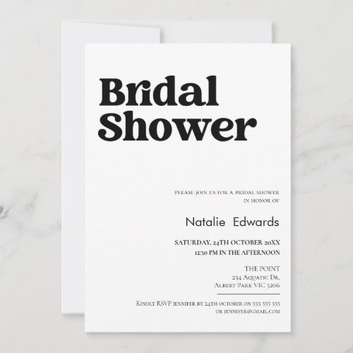 Minimalist Serif Retro Photo Bridal Shower Invitation