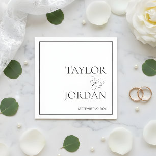 Minimalist Serif Typography Script Wedding Custom Napkins