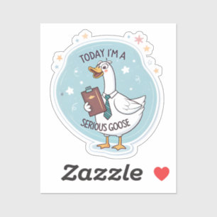 Minimalist Serious Goose Sticker – Funny Meme Bird