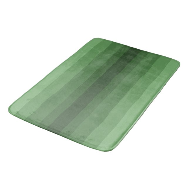 Minimalist Shades of Green Gradient Stripes  Bath Mat (Angled)