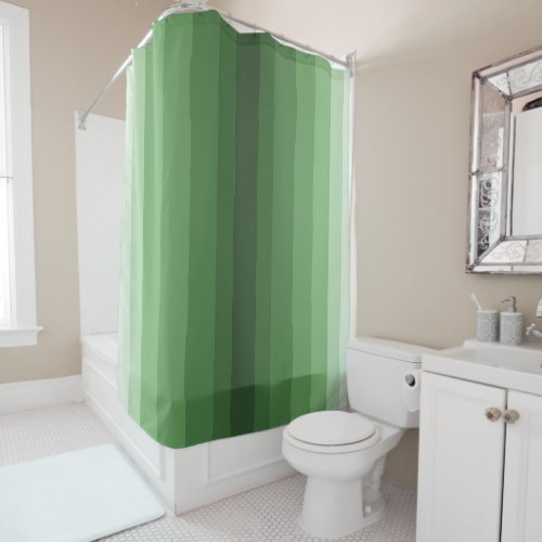 Minimalist Shades of Green Gradient Stripes  Shower Curtain