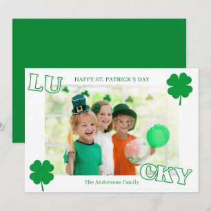 Minimalist Shamrock Photo St. Patrick's Day Holiday Card