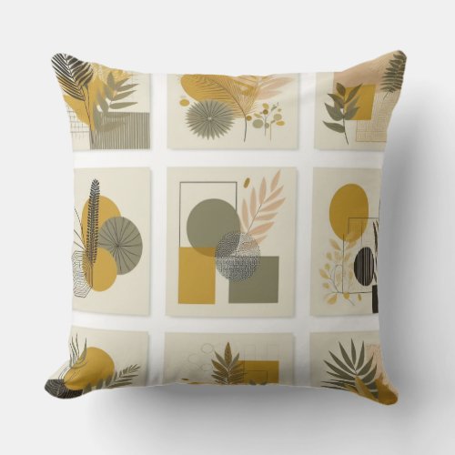 Minimalist Shape in Shade of Yellow and Earthtones Throw Pillow