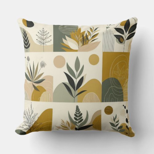 Minimalist Shape in Shade of Yellow and Earthtones Throw Pillow