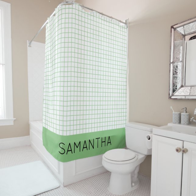 Minimalist Shape lines personalize Shower Curtain (In Situ)