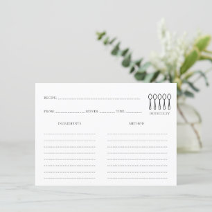Minimalist Share a Recipe Enclosure Card