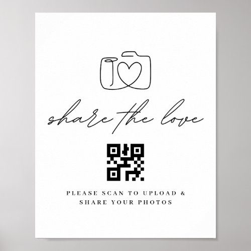 Minimalist Share the Love QR Code Photo Upload Poster