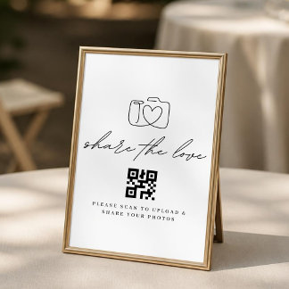 Minimalist Share the Love QR Code Photo Upload Poster