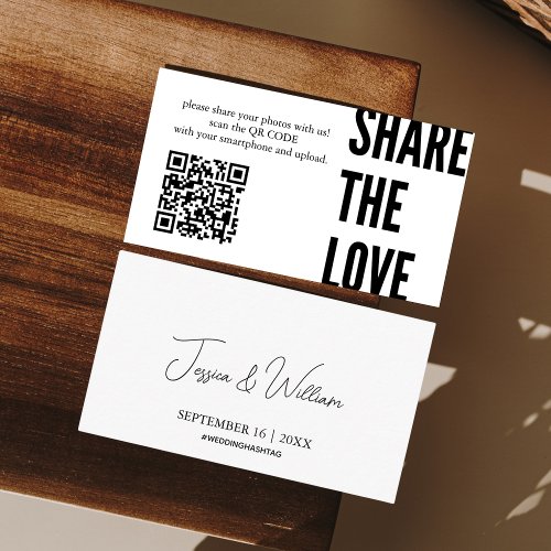 Minimalist Share The Love Qr Code  Sharing Photos Enclosure Card