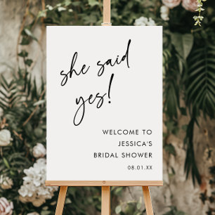 Minimalist She Said Yes Bridal Shower Welcome Sign
