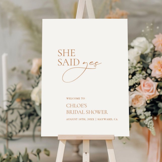 Minimalist She Said Yes Bridal Shower Welcome Sign (Minimalist She Said Yes Bridal Shower Welcome Sign)