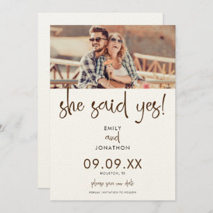 Minimalist She Said Yes Photo Script Save The Date