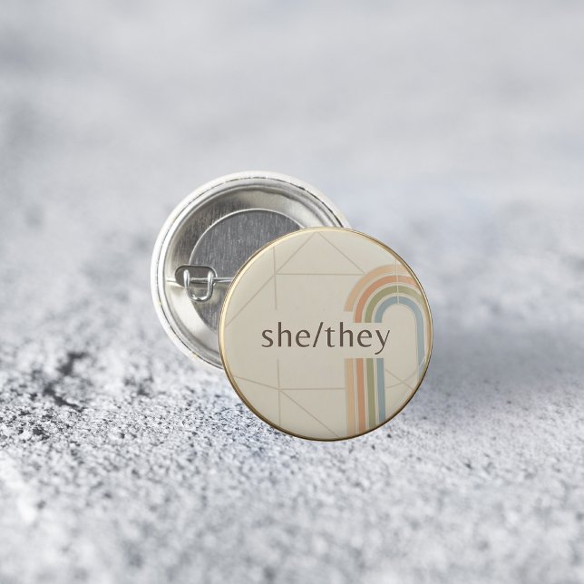 Minimalist She/They Pronoun LGBTQ Pride Pin (Creator Uploaded)