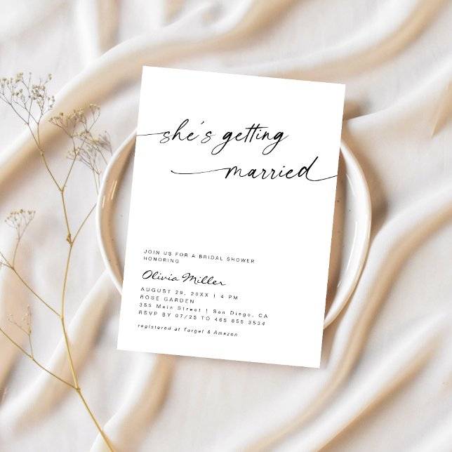 Minimalist She's Getting Married Bridal Shower Invitation (Creator Uploaded)