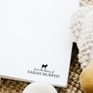 Minimalist Shiba Inu Dog From the Library Of, Book Rubber Stamp