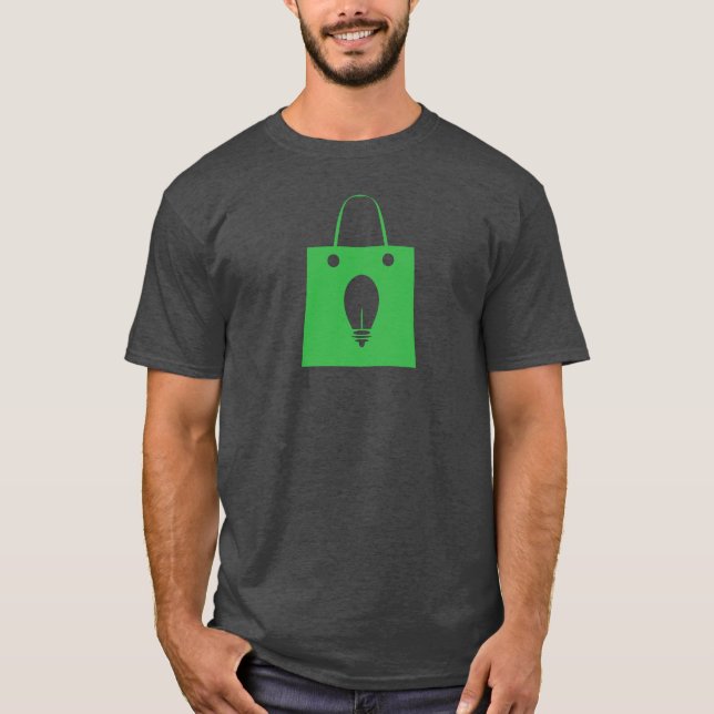 Minimalist Shopping Eco Bag Icon with Lightbulb T-Shirt (Front)