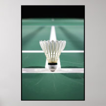 Minimalist Shuttlecock on Badminton Court Line