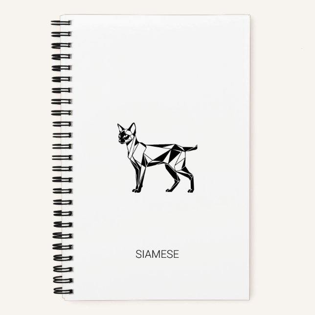 Minimalist Siamese Cat Geometric Hardcover Noteboo Notebook (Front)