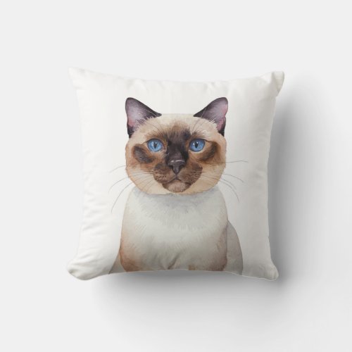 Minimalist Siamese Cat Inspired Throw Pillow