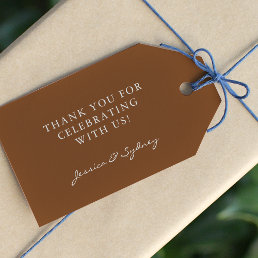 Minimalist Sienna Brown Script Custom Thank You  Gift Tags