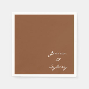 Minimalist Sienna Brown Script Wedding Custom Napkins