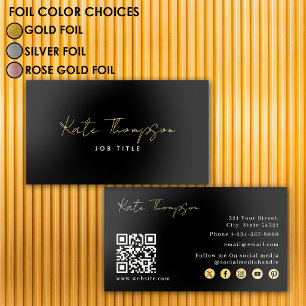 Minimalist Signature Black Gold Foil Business Card