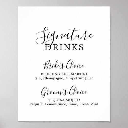 Minimalist Signature Drinks Sign