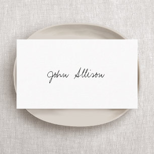 Minimalist Signature Script  Modern Simple White Business Card