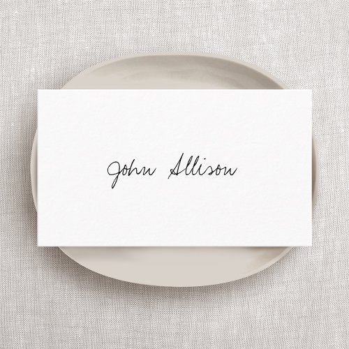 Minimalist Signature Script  Modern Simple White Business Card