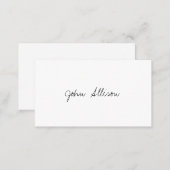 Minimalist Signature Script  Modern Simple White Business Card (Front/Back)