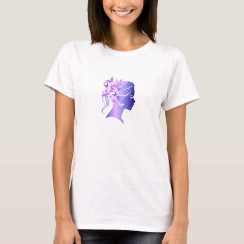 Minimalist Silhouette Of Women Hair T_Shirt