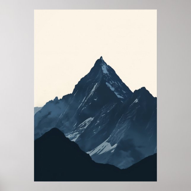 Minimalist Silhouette Painting Mountain Poster (Front)